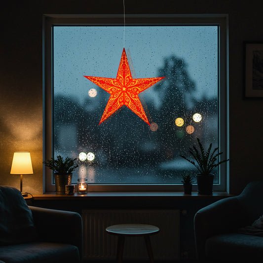 Gaudí 5 Pointer 24" Red/ Orange Paper Star Lantern Light