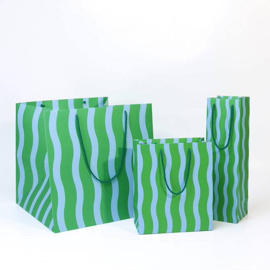 Green/Aqua Fussy Stripe Gift Bag
