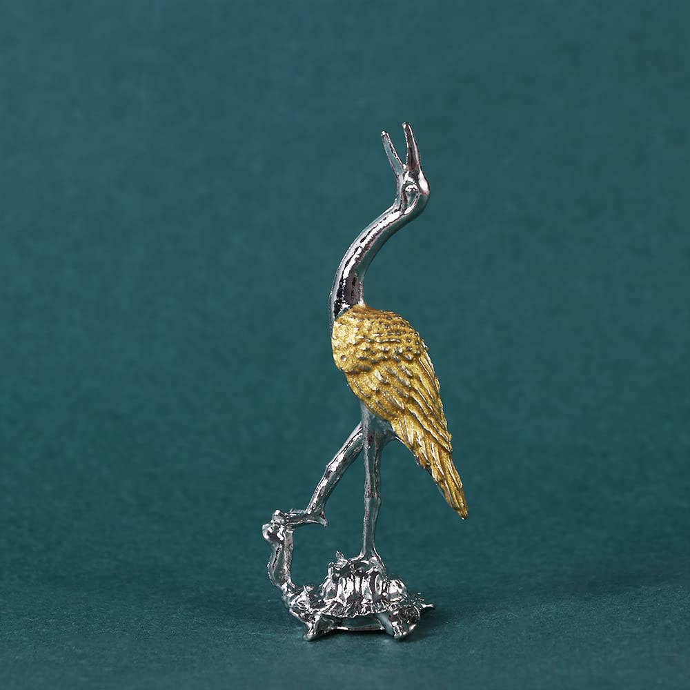Phoenix Crane Incense Holder – Mini Golden Decor, 2.6''