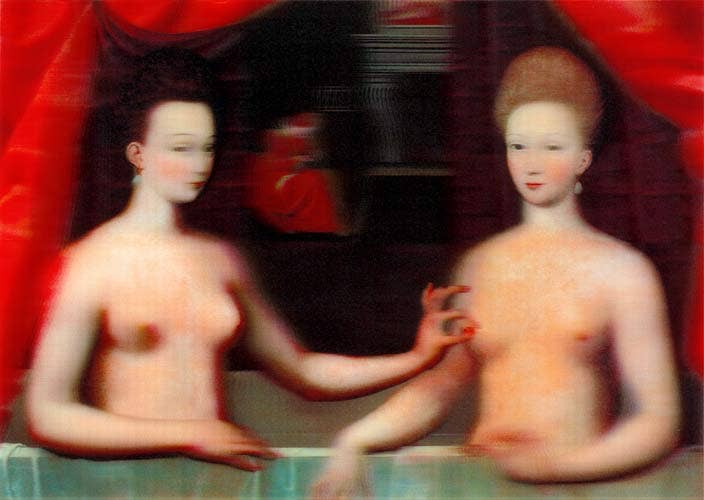3-D Postcard. School of Fontainebleau. Erotic Art.