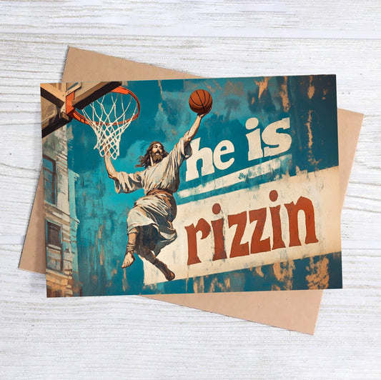 He Is Rizzin - Funny Easter Jesus Greeting Card