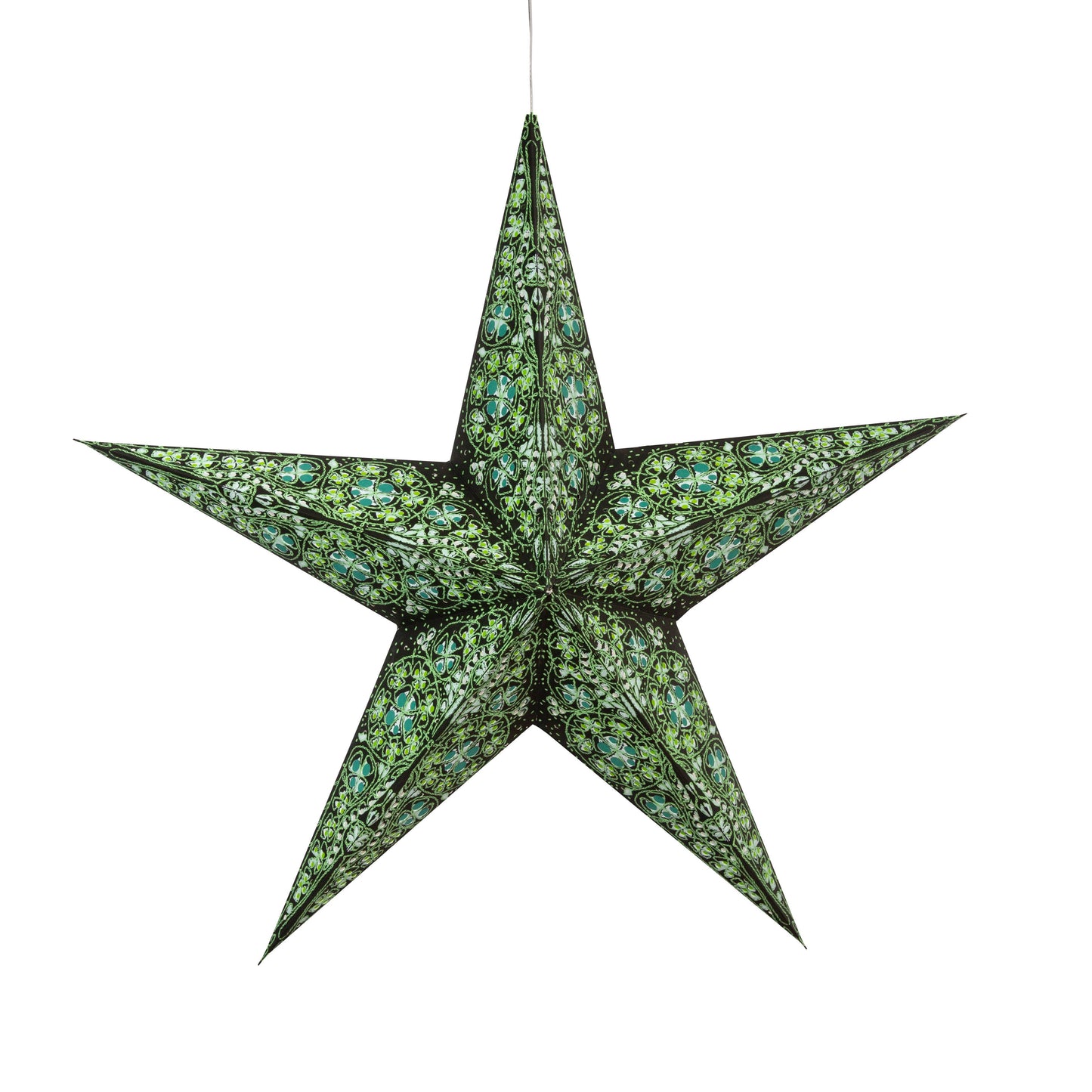 Cathedral 5 Pointer 24" black/green Paper Star Lantern Light
