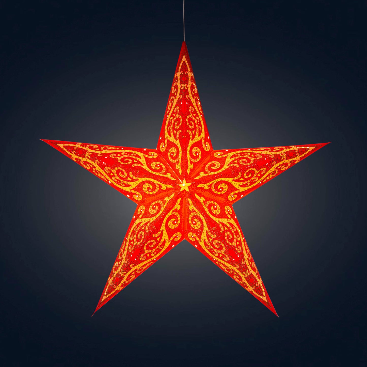 Gaudí 5 Pointer 24" Red/ Orange Paper Star Lantern Light