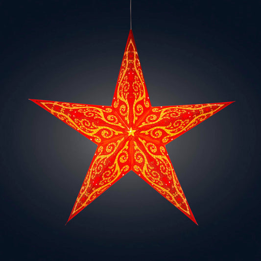 Gaudí 5 Pointer 24" Red/ Orange Paper Star Lantern Light