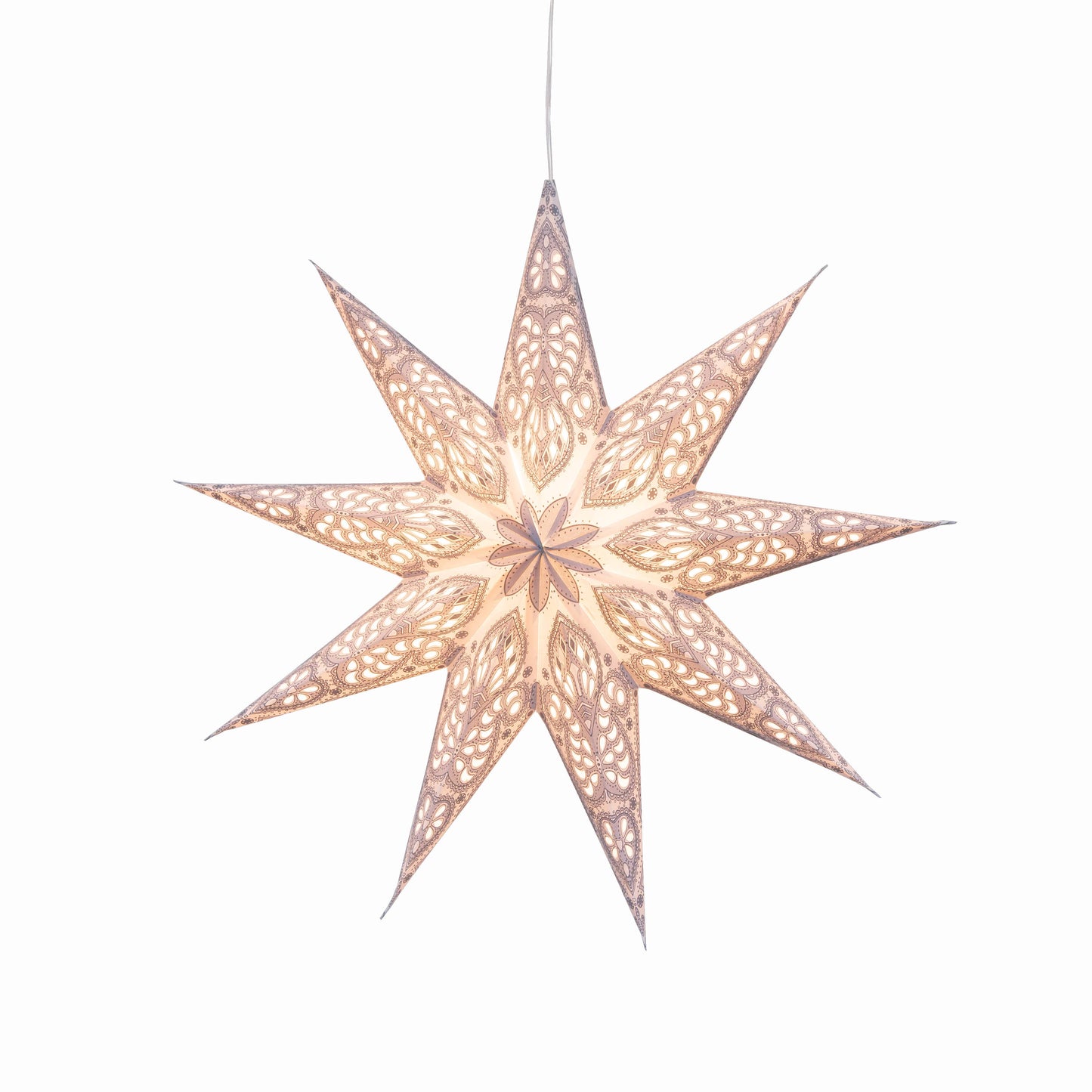Phoenix ~ 9 Pointer, 17", White Paper Star Lantern Light Paper Star Lantern Light