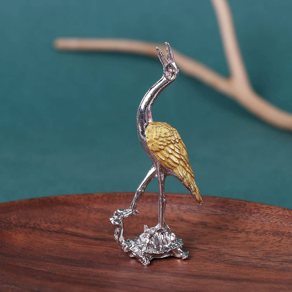 Phoenix Crane Incense Holder – Mini Golden Decor, 2.6''