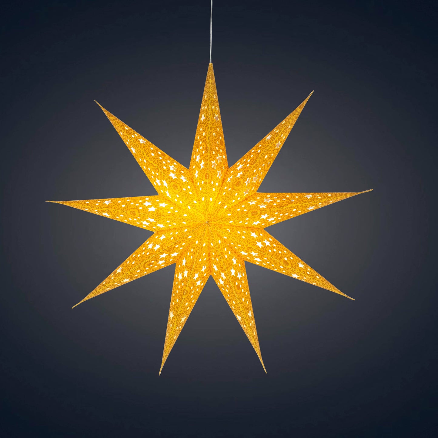 Hrim Star 9 Point 16" Gold w Gold Glitter Paper Star Lantern