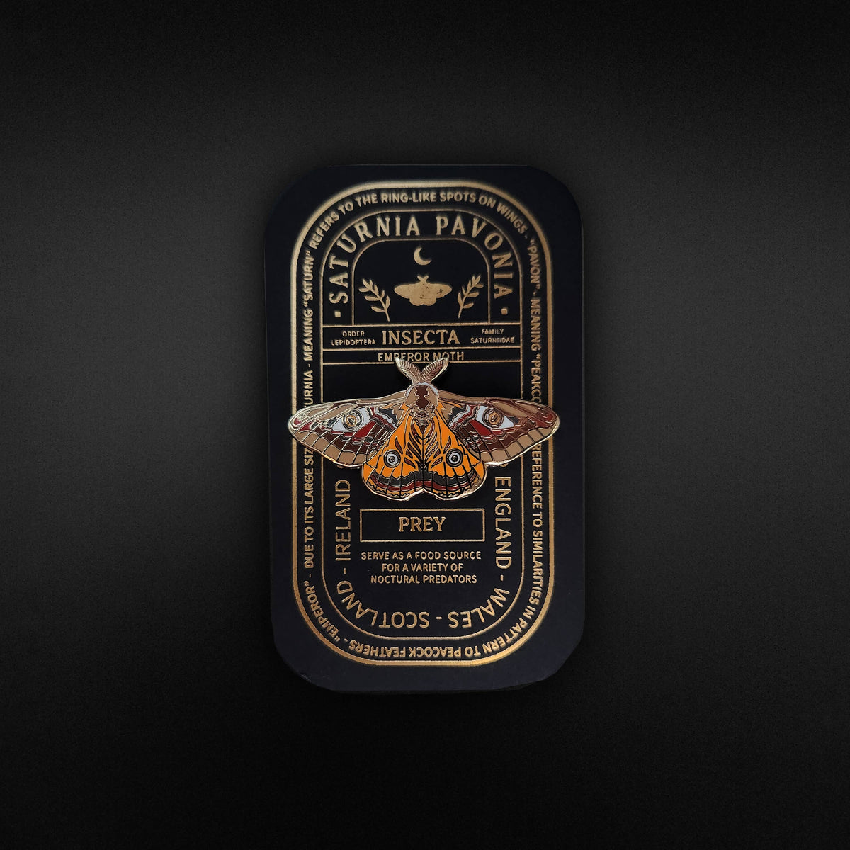 Emperor Moth Educational Insect Enamel Pin