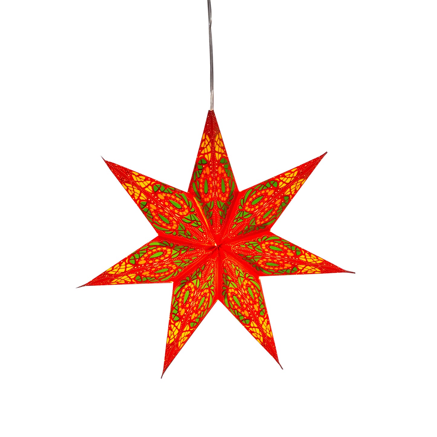 Fe Fiesta 7 Pointer 8 inch - red / yellow / orange / green Paper Star Lantern Light