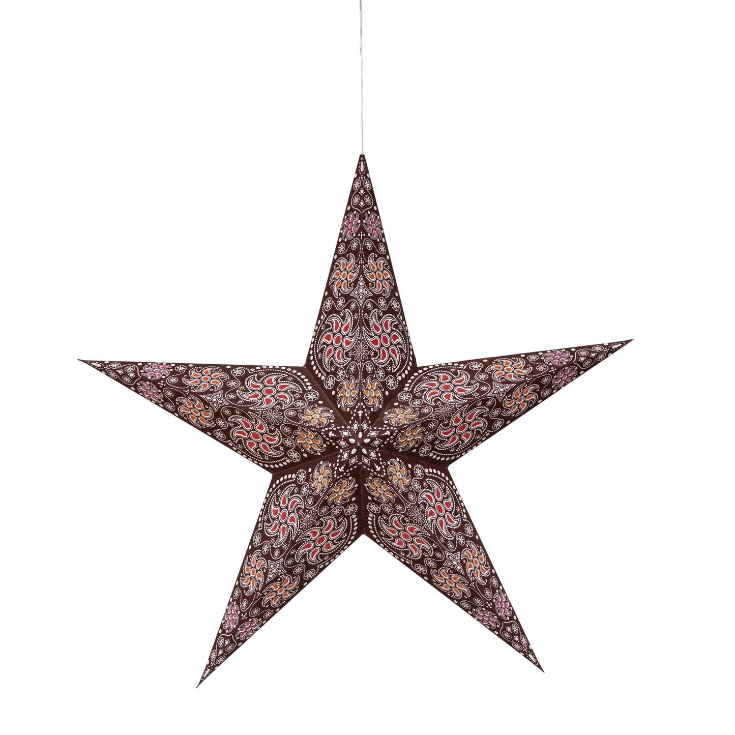 Siklon 5 Pointer 24" Brown/ White Paper Star Lantern Light