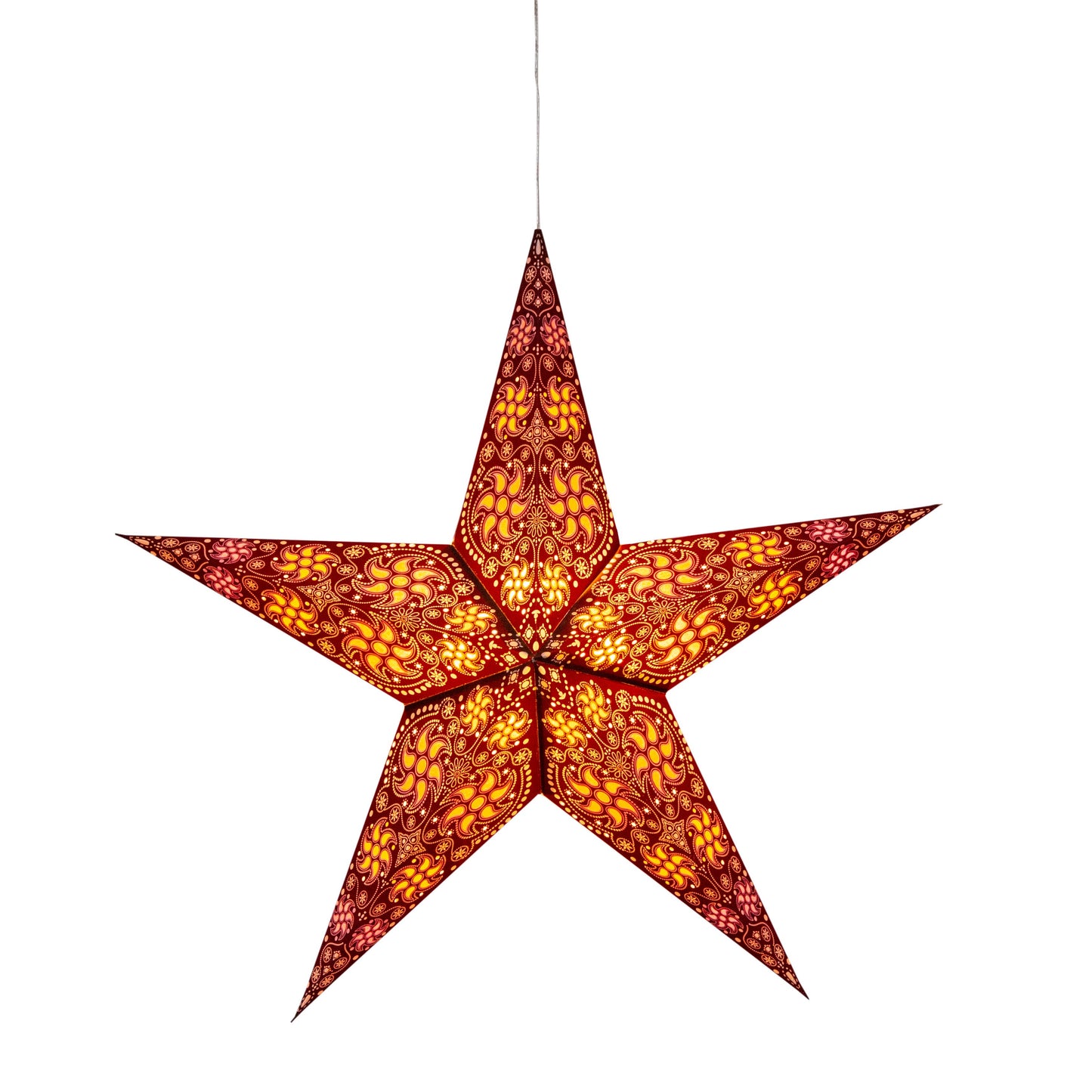Siklon 5 Pointer 24" Brown/ White Paper Star Lantern Light