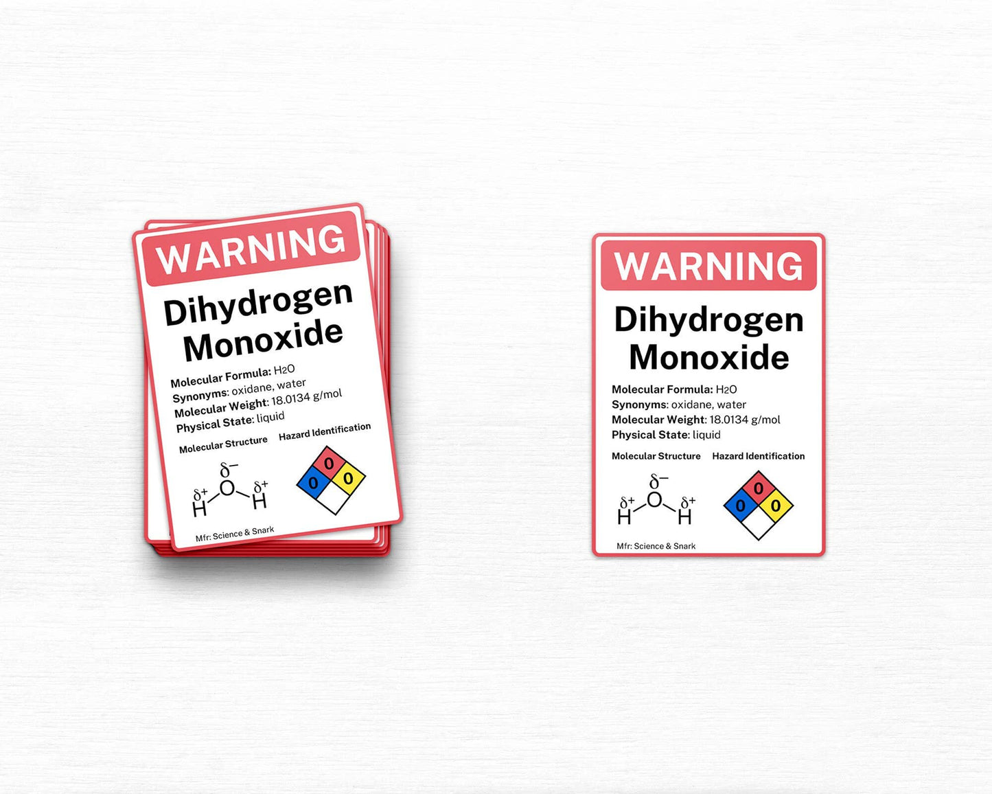 Dihydrogen Monoxide Warning Label