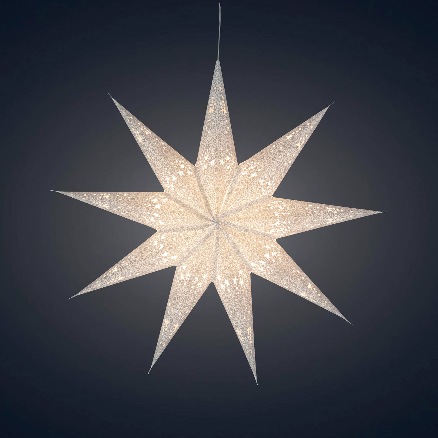 Hrim 9 Point 25" White w/ Glitter Paper Star Lantern