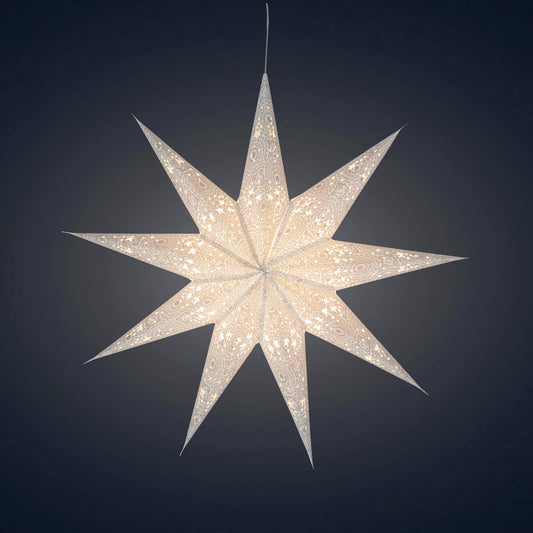Hrim 9 Point 25" White w/ Glitter Paper Star Lantern