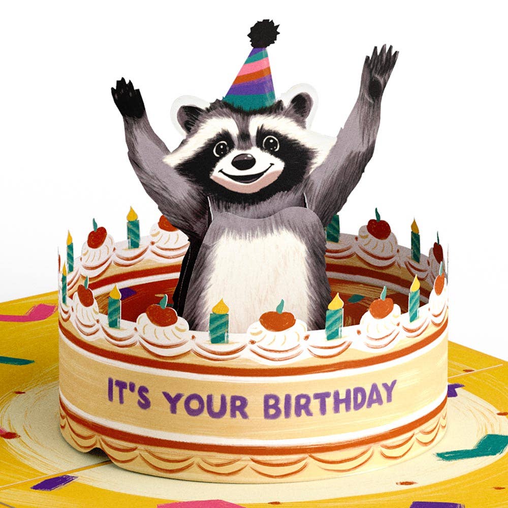 Go Feral Raccoon Birthday Pop-Up Card 5x7"