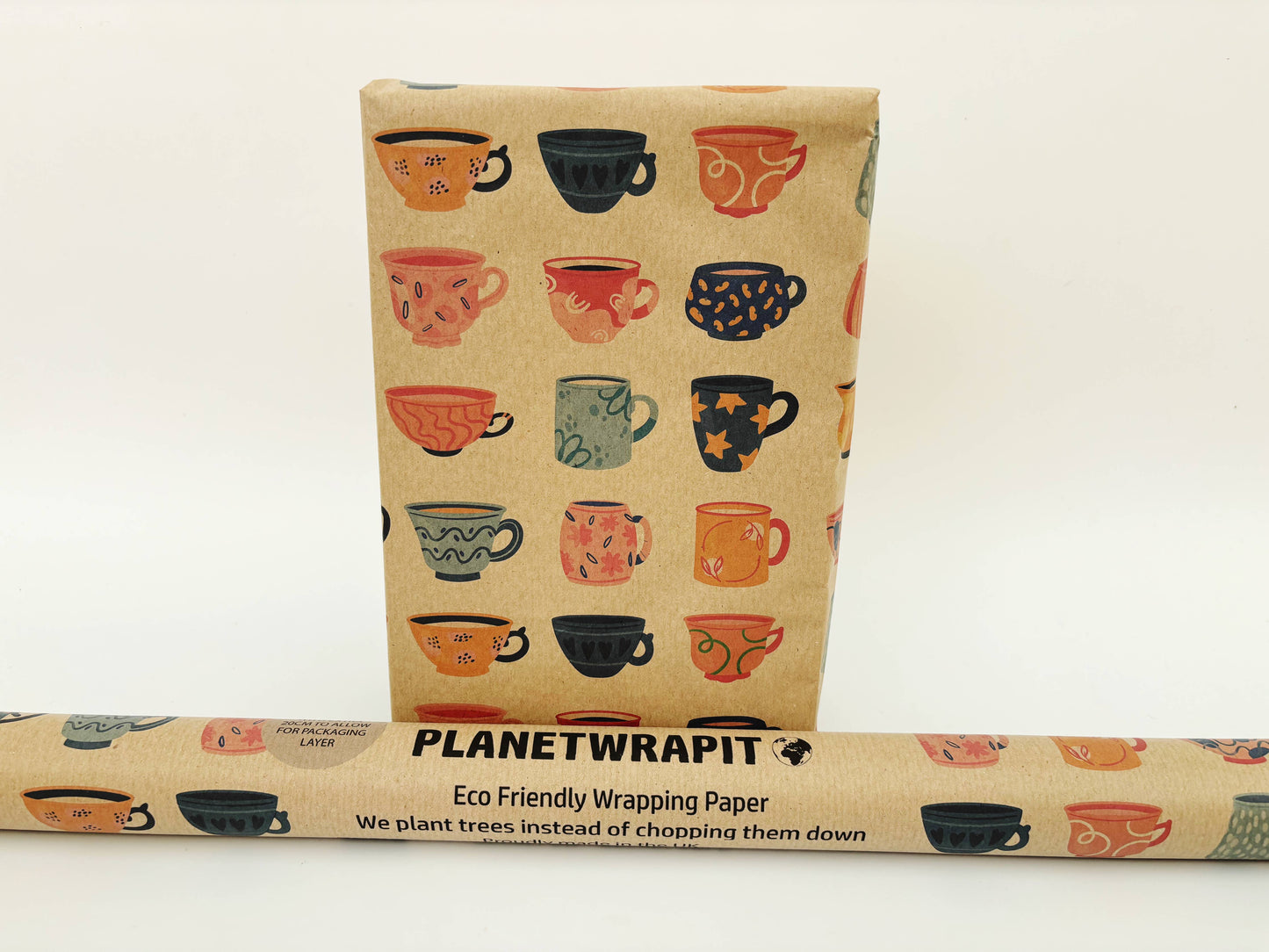 Cups of Positivitea Recycled Kraft Wrapping Paper Gift Wrap