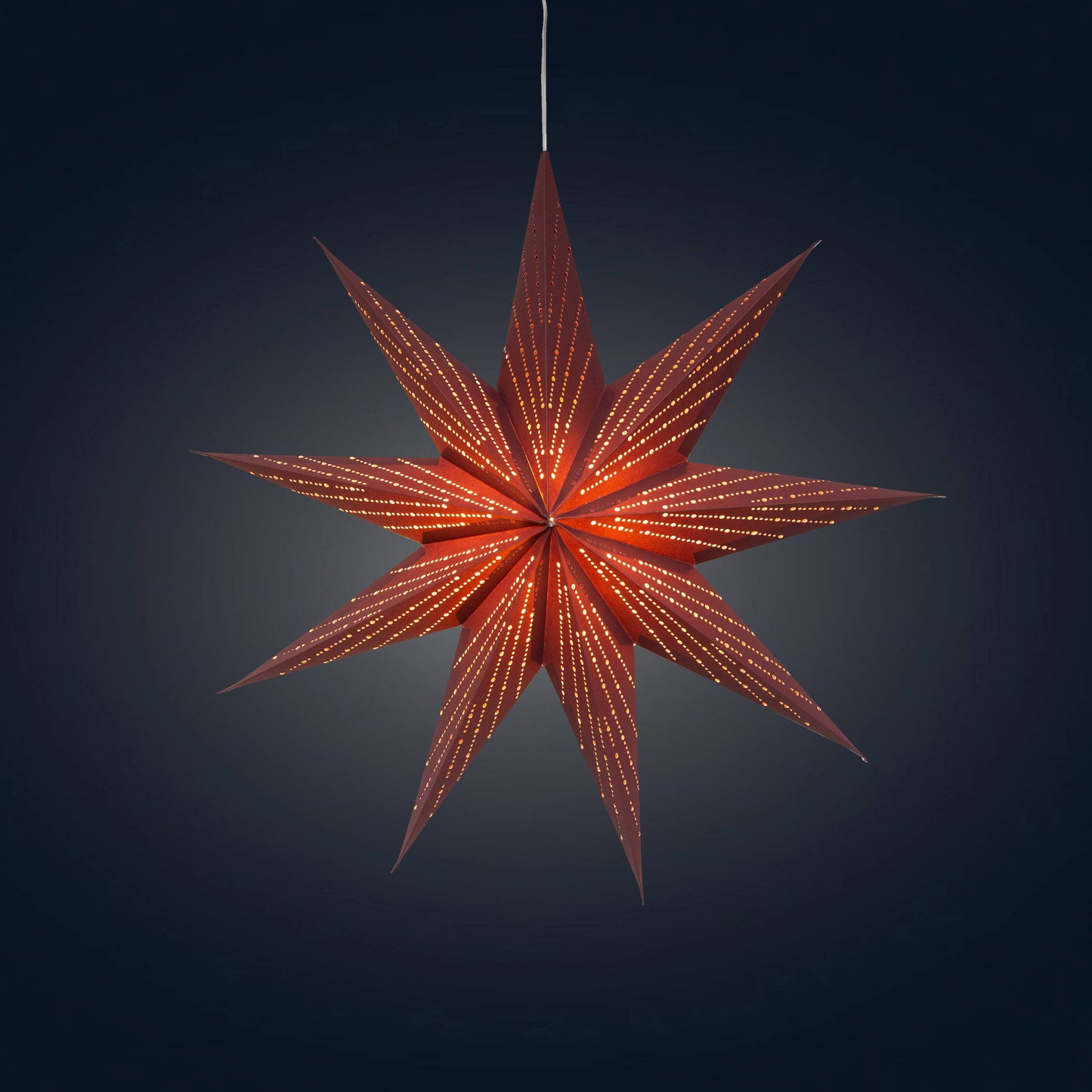 Dottie ~  9 P, 18", Maroon Paper Star Lantern Light