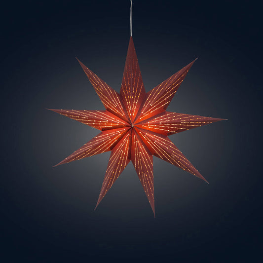 Dottie ~  9 P, 18", Maroon Paper Star Lantern Light