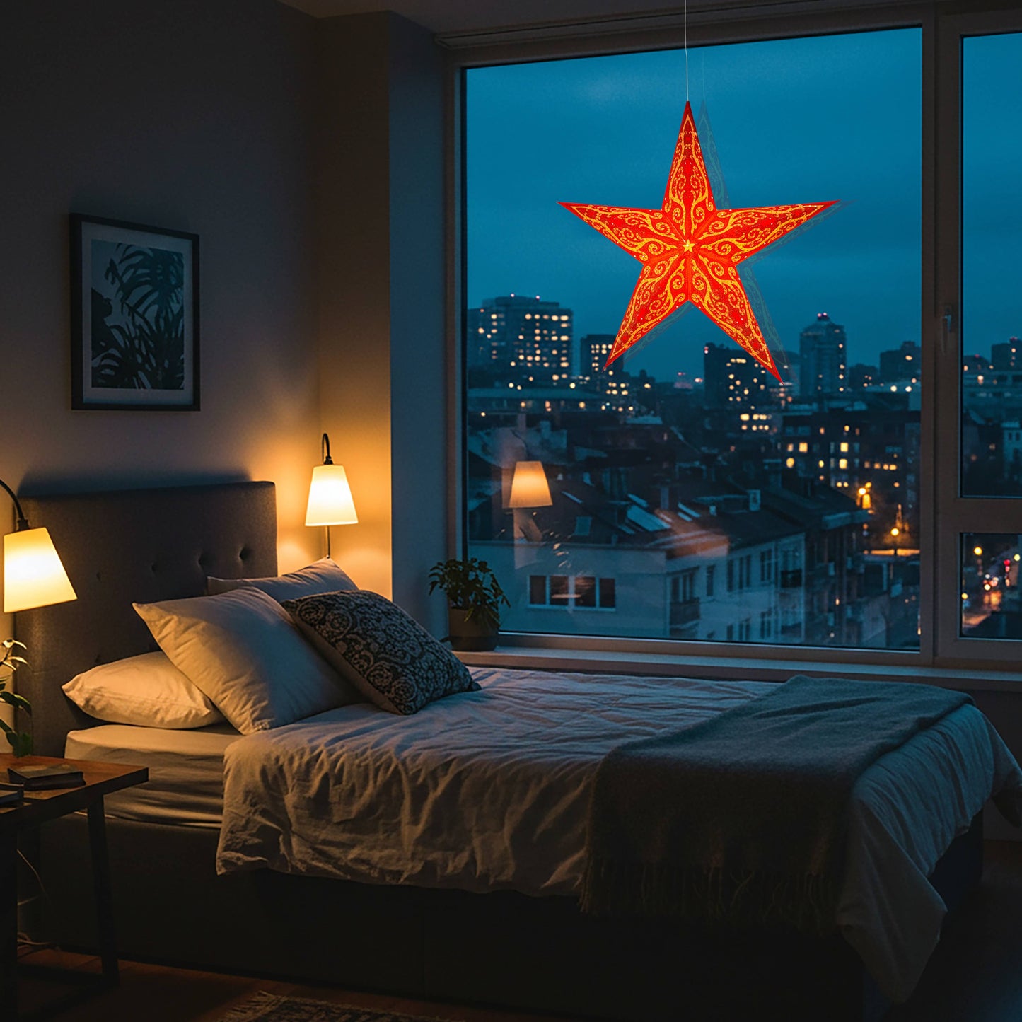 Gaudí 5 Pointer 24" Red/ Orange Paper Star Lantern Light