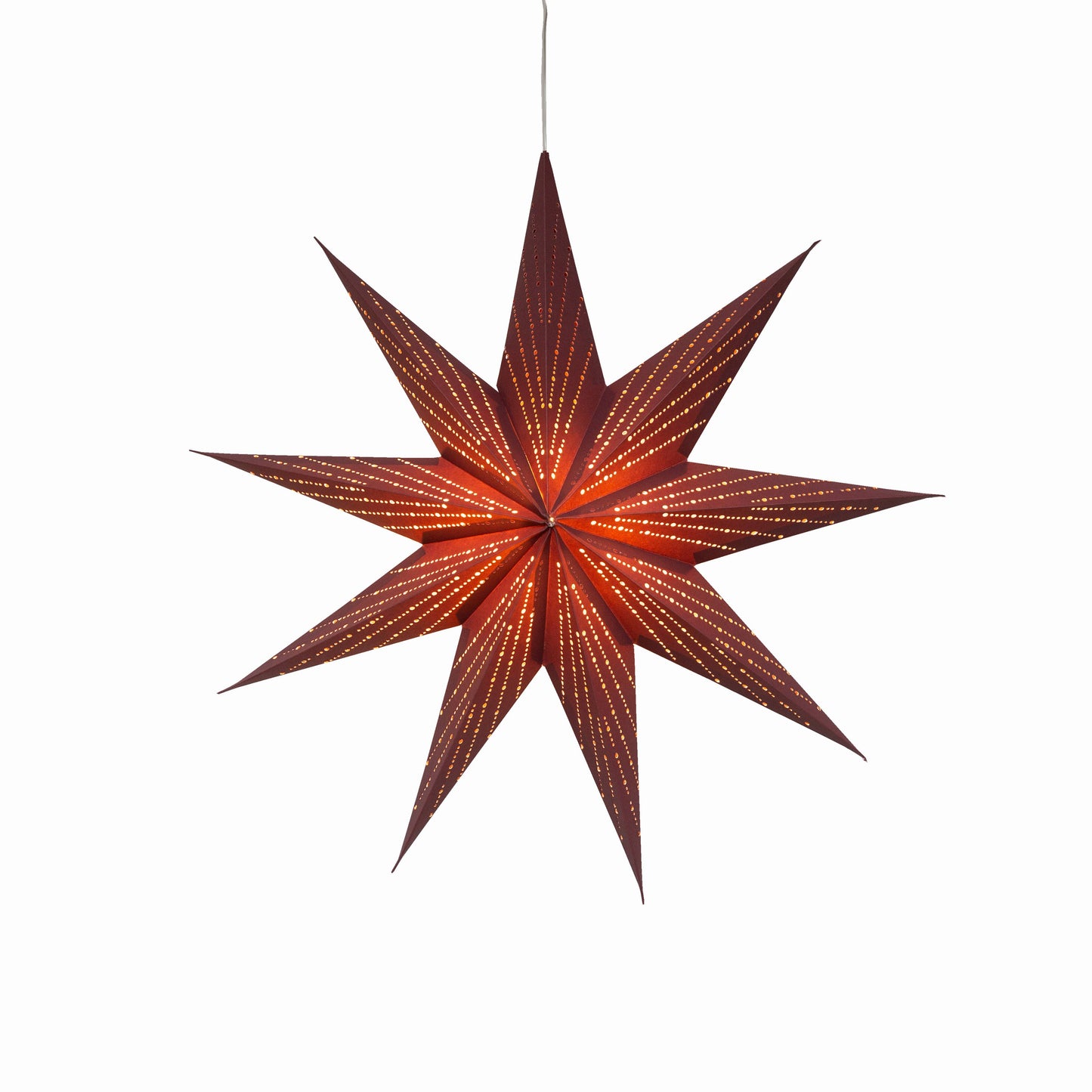 Dottie ~  9 P, 18", Maroon Paper Star Lantern Light