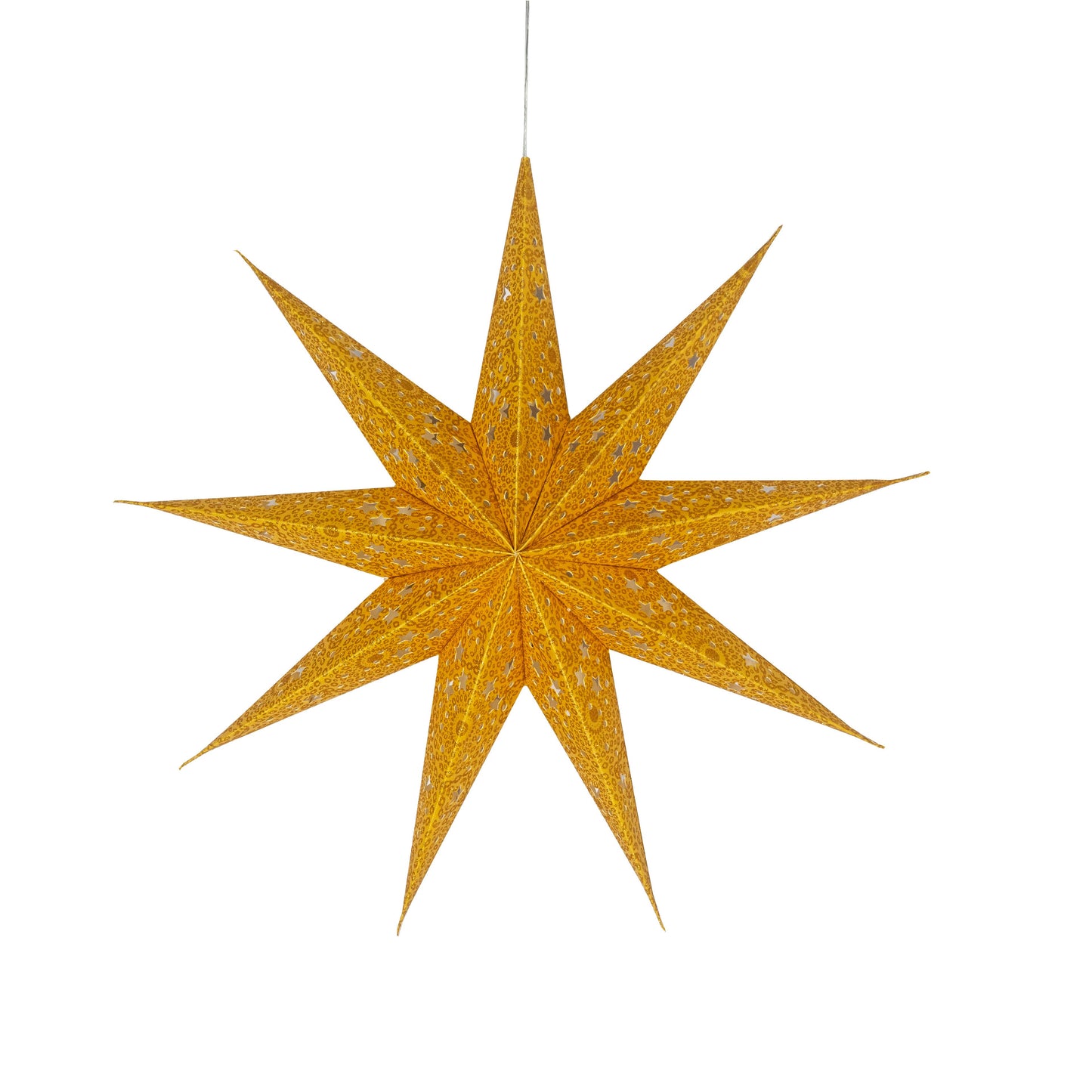 Hrim Star 9 Point 16" Gold w Gold Glitter Paper Star Lantern