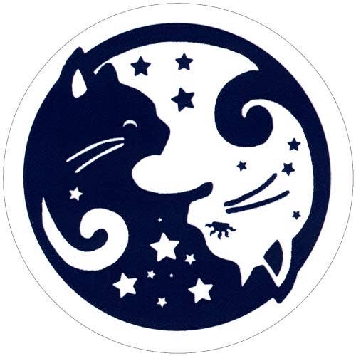 Sticker - Yin Yang Cats & Stars. Circle 3"