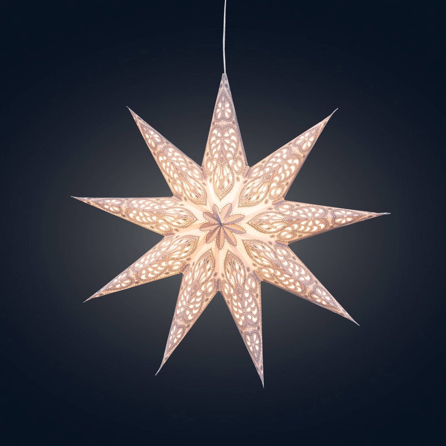 Phoenix ~ 9 Pointer, 17", White Paper Star Lantern Light Paper Star Lantern Light