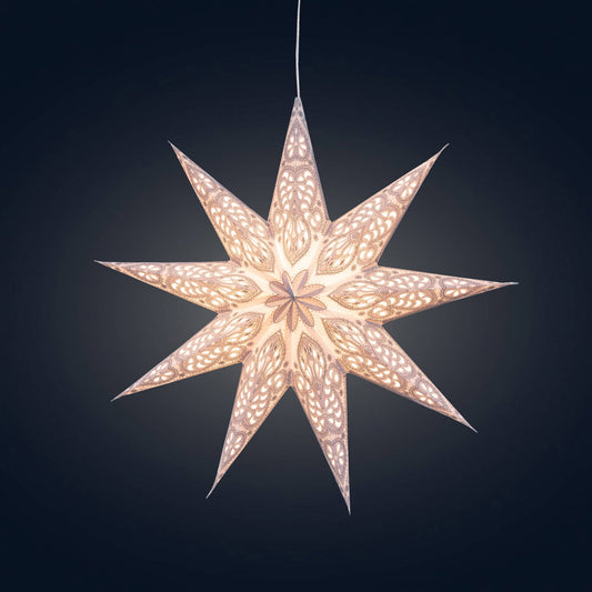Phoenix ~ 9 Pointer, 17", White Paper Star Lantern Light Paper Star Lantern Light