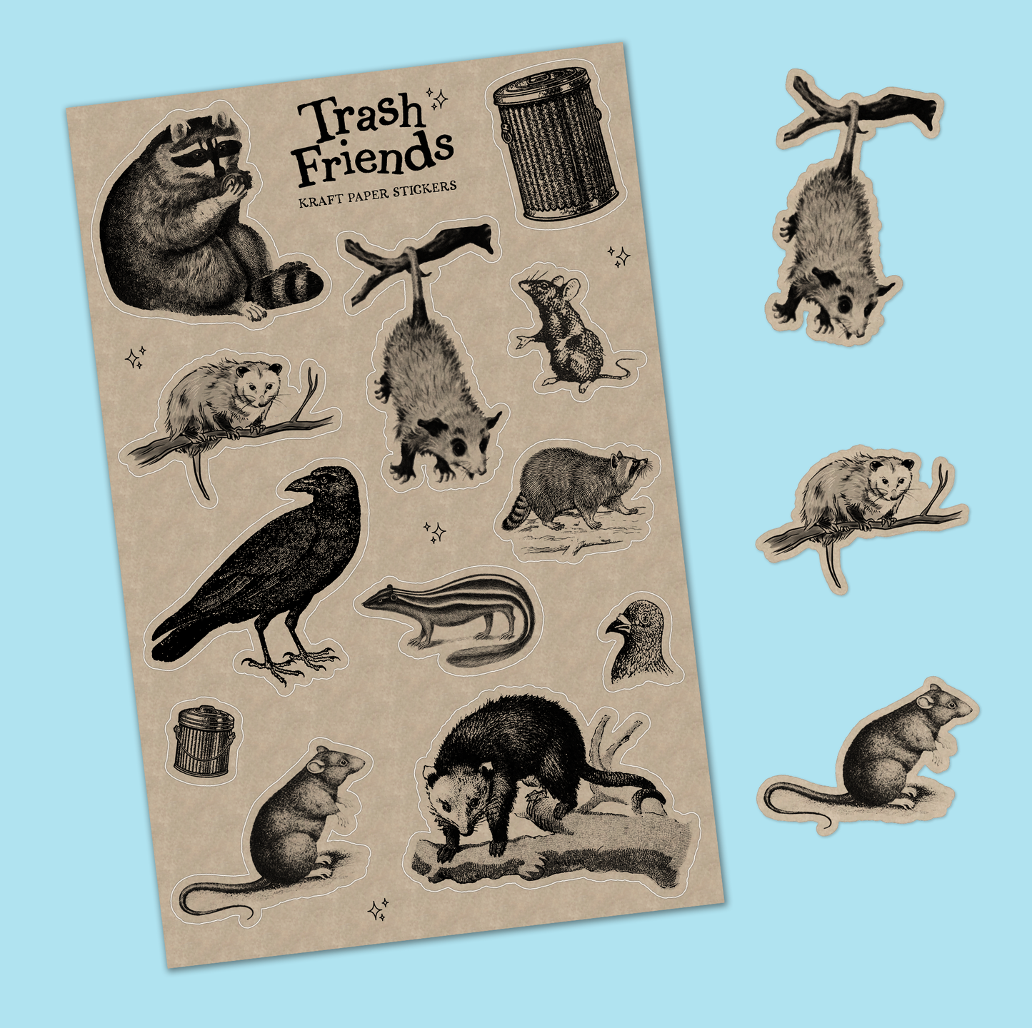 Trash Friends Vintage Sticker Sheet