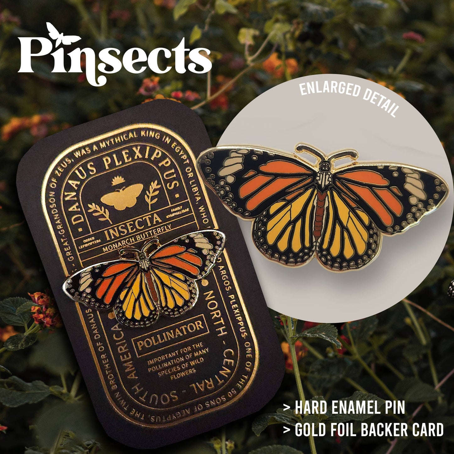 Monarch Butterfly Educational Insect Enamel Pin