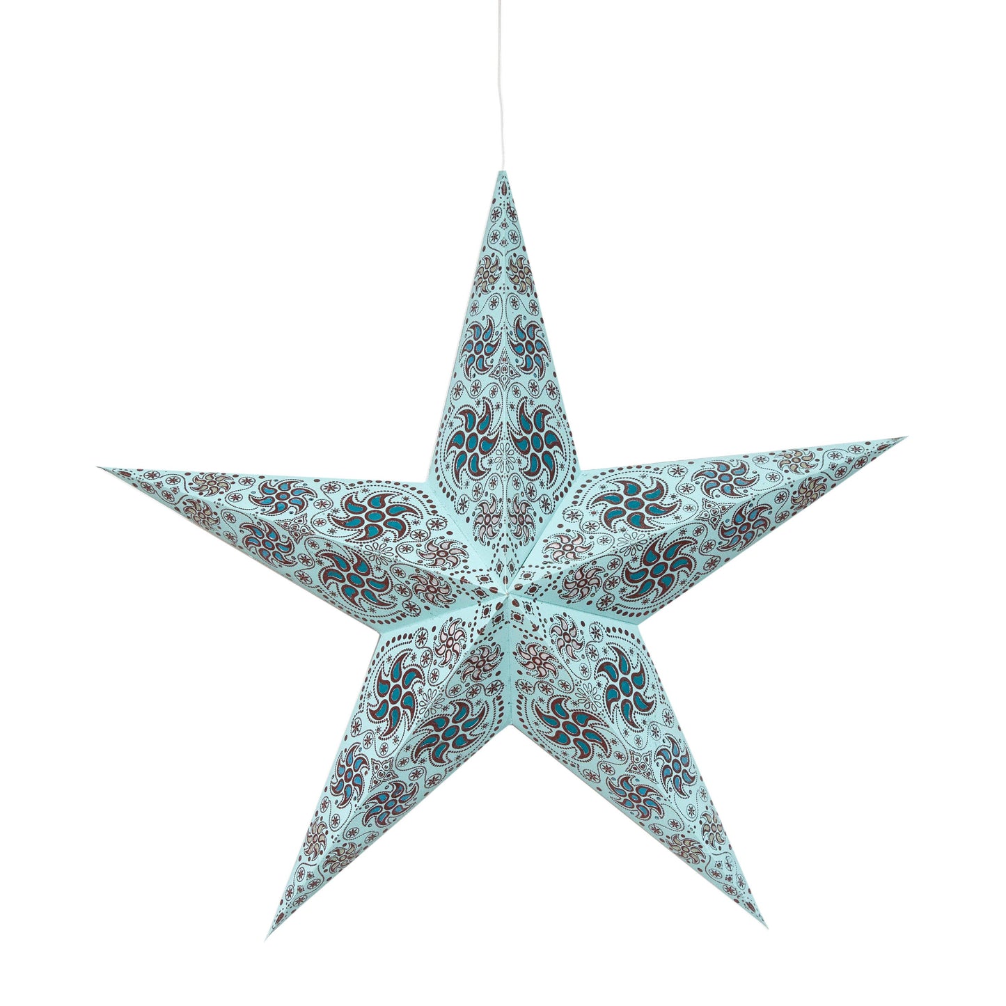 Siklon 5 Pointer 24" Teal w/Glitter Paper Star Lantern Light