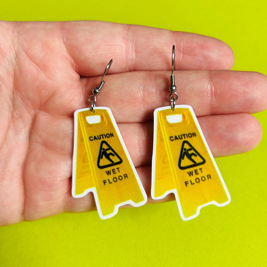 Caution Sign Earrings Weird Earrings Funky Earrings