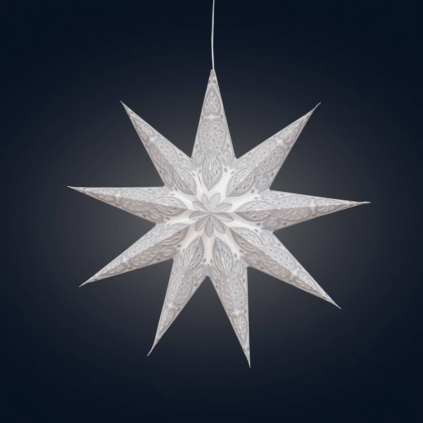 Phoenix ~ 9 Pointer, 17", White Paper Star Lantern Light Paper Star Lantern Light