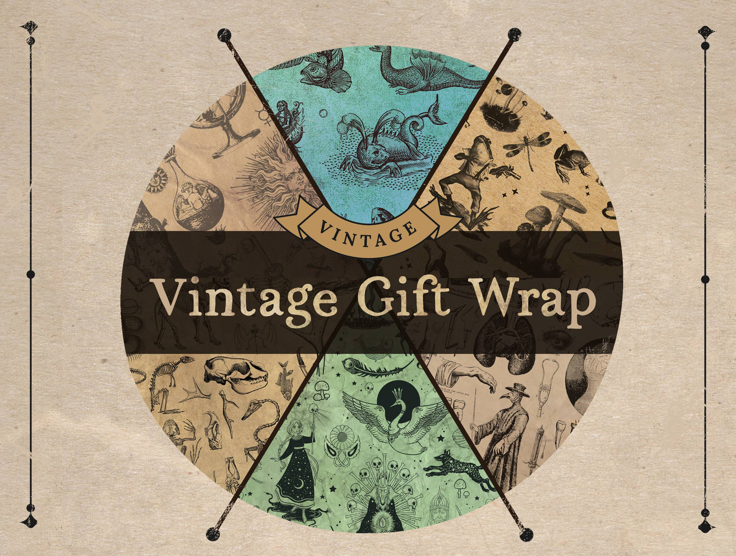 Vintage Wrapping Paper - Flat Pack Gift Wrap Sheets