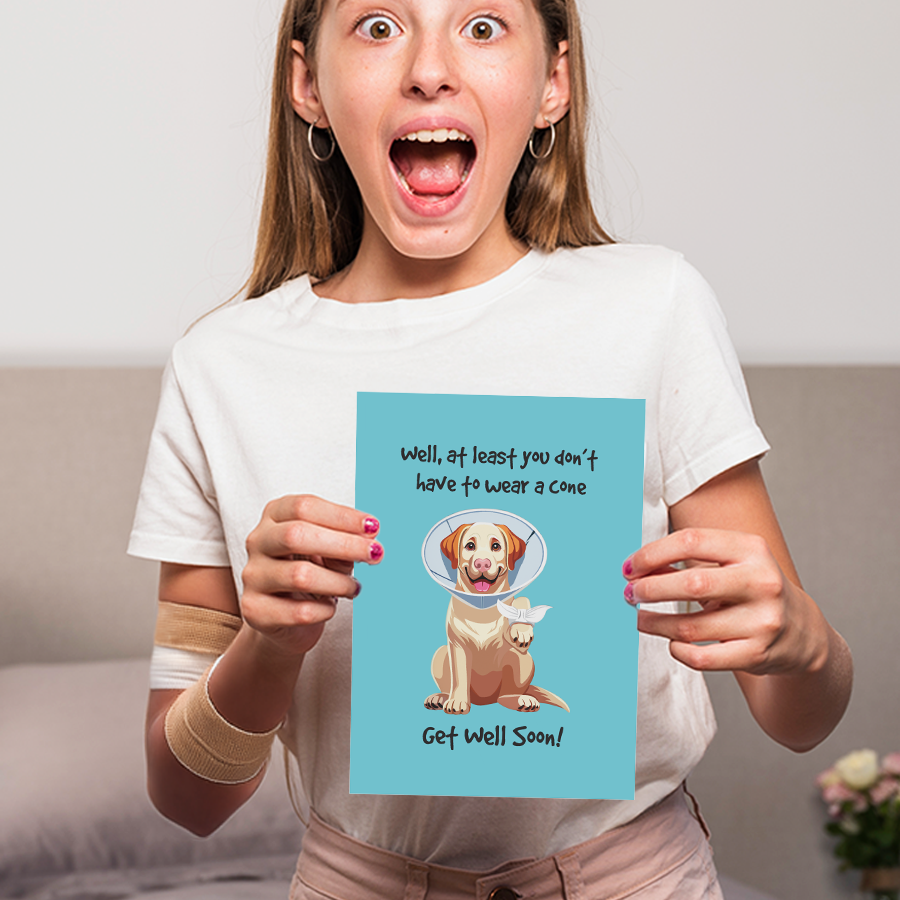 Cone of Shame Funny 3D Pop-Up Dog Get Well Card