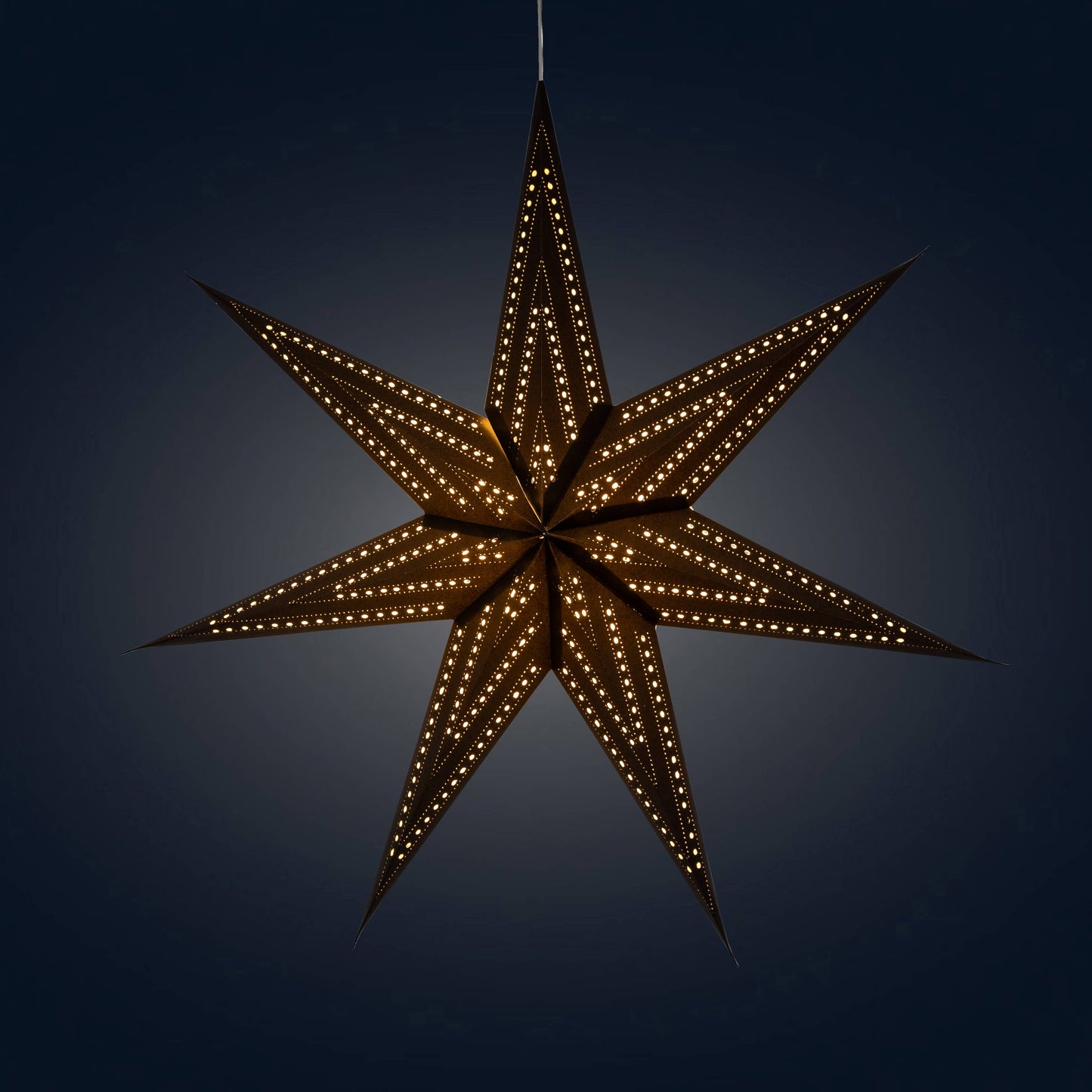 Prima Dottie ~  7 P, 23", Black Paper Star Lantern Light