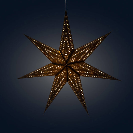 Prima Dottie ~  7 P, 23", Black Paper Star Lantern Light