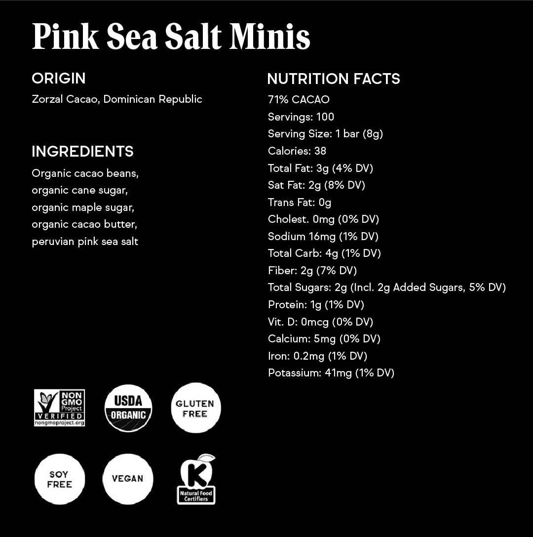 71% Pink Sea Salt Mini Chocolate Bars