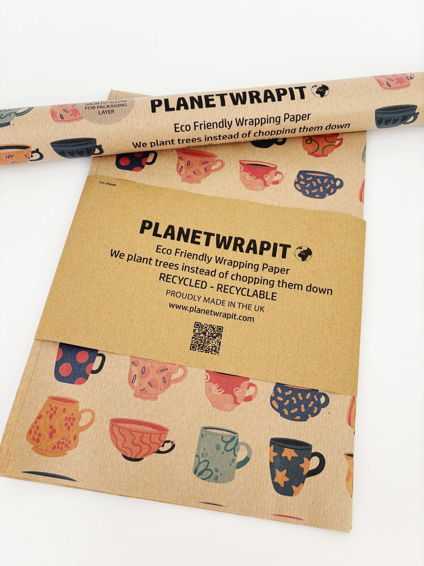 Cups of Positivitea Recycled Kraft Wrapping Paper Gift Wrap