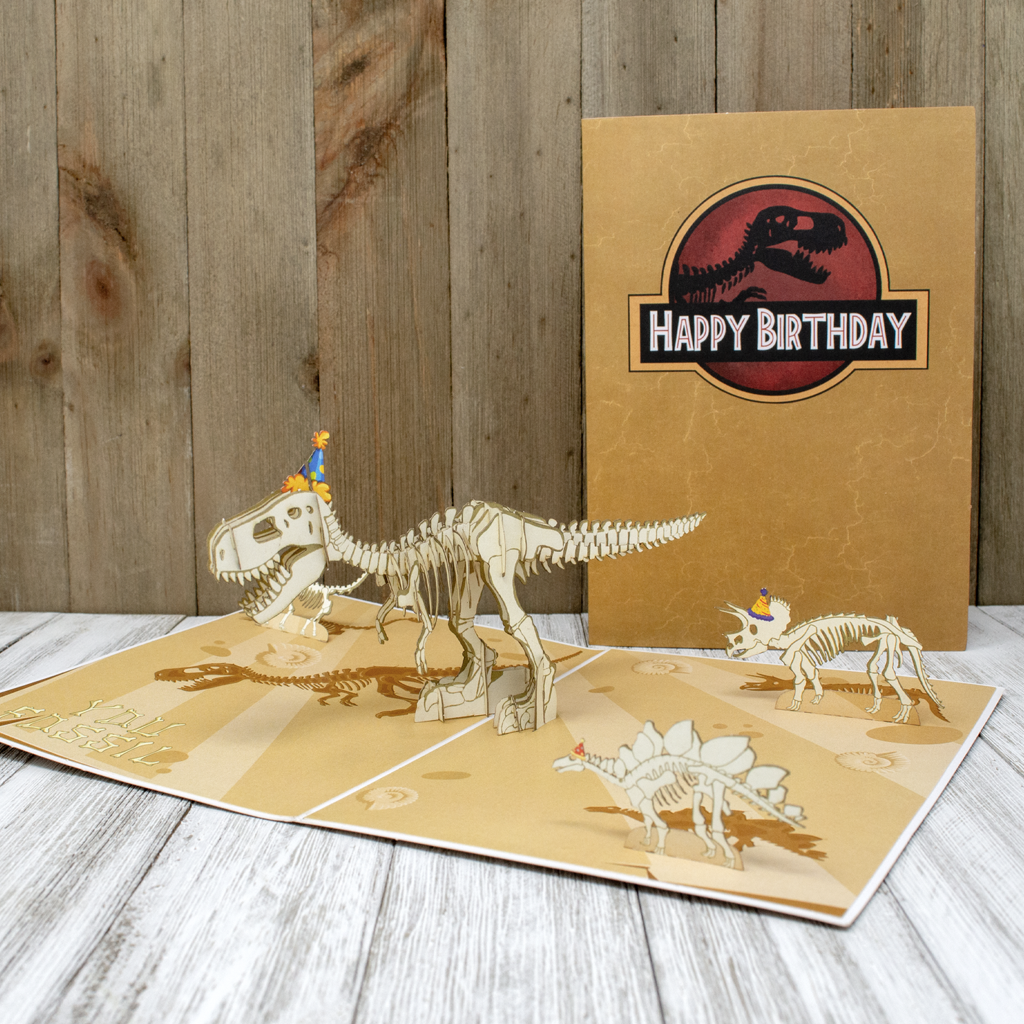 Birthday Fossil Funny 3D Pop-Up Jurassic Dinosaur Card