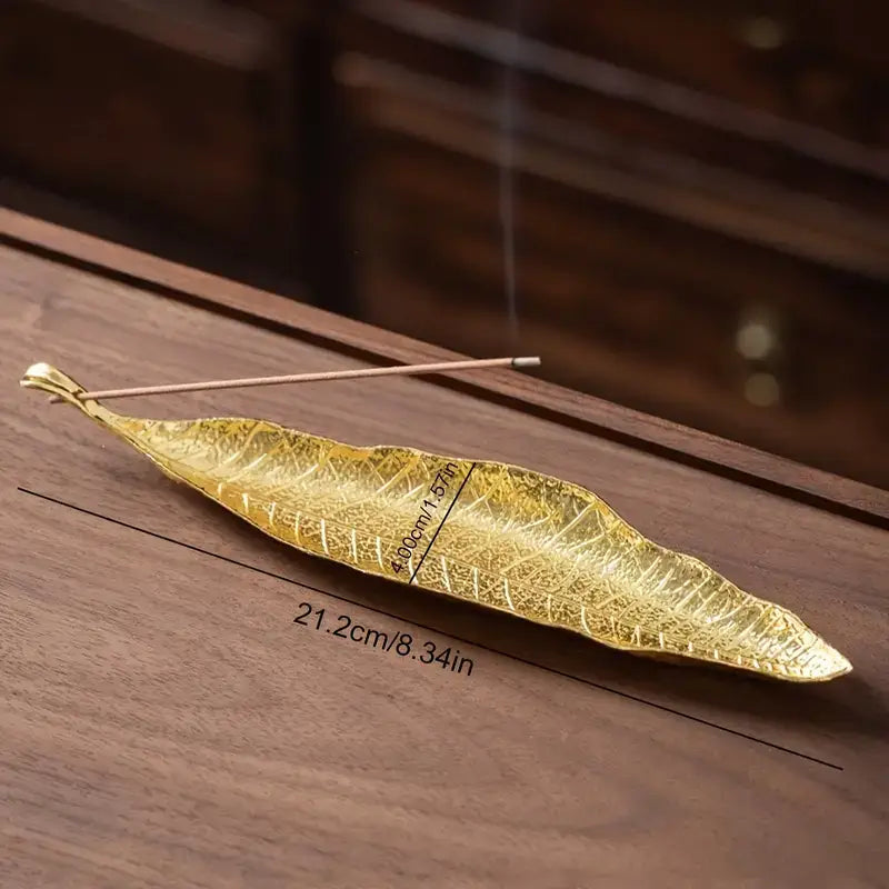 Golden Leaf Incense Holder, Home Decor, Meditation, Yoga