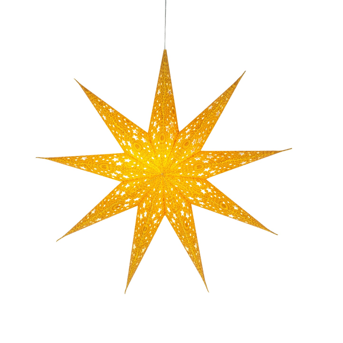 Hrim Star 9 Point 16" Gold w Gold Glitter Paper Star Lantern