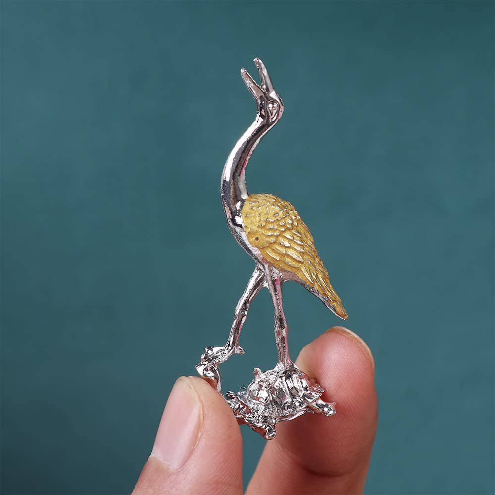 Phoenix Crane Incense Holder – Mini Golden Decor, 2.6''