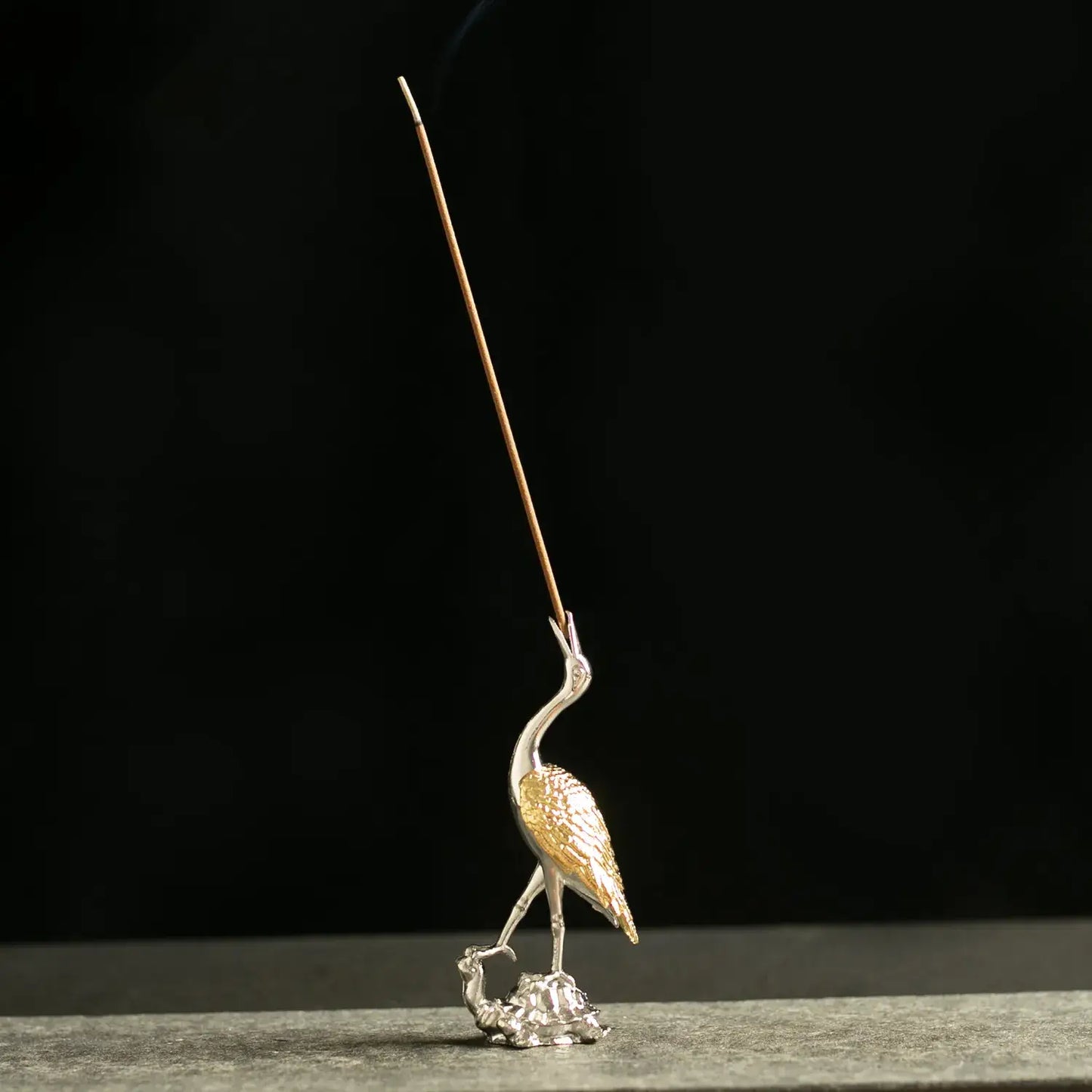 Phoenix Crane Incense Holder – Mini Golden Decor, 2.6''