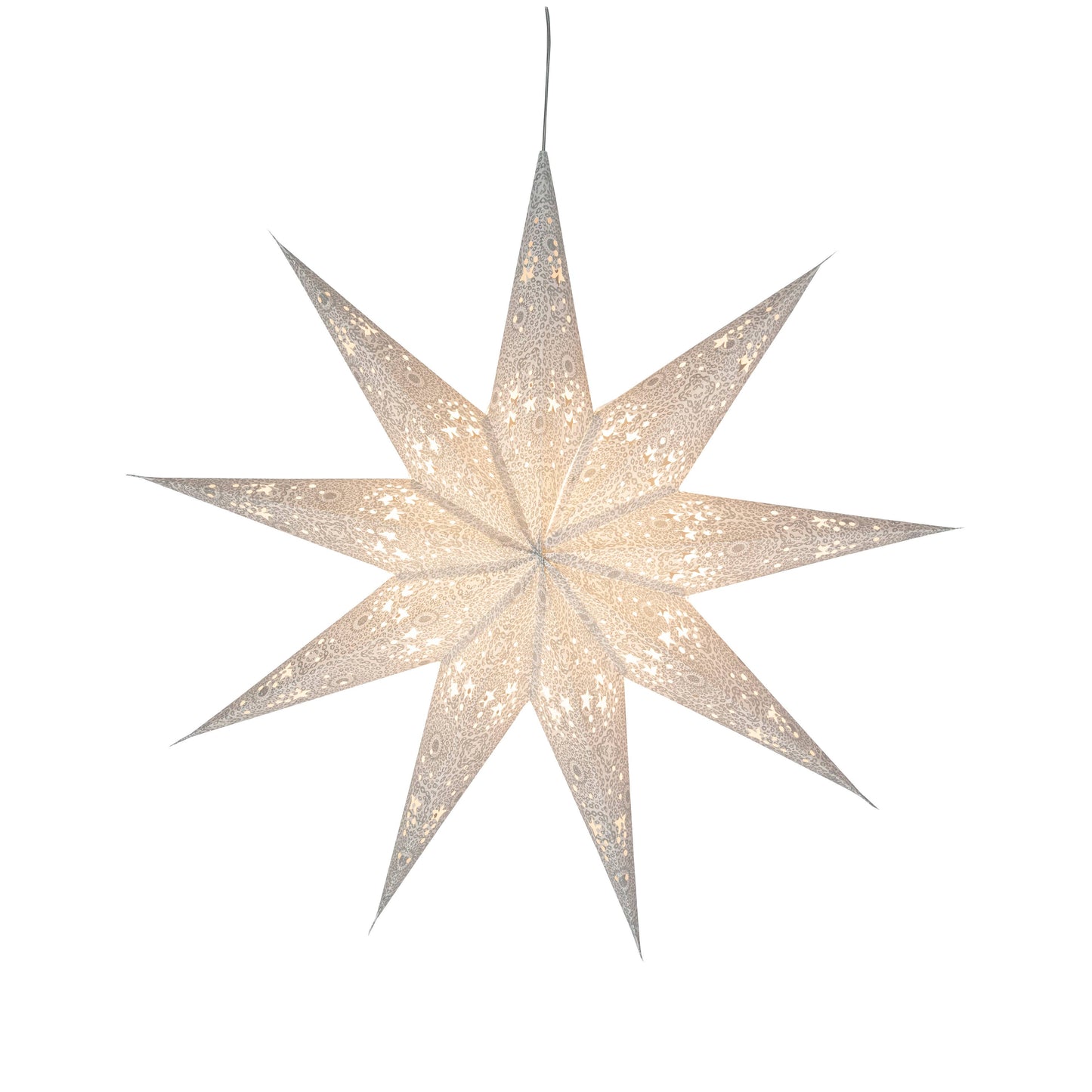 Hrim 9 Point 25" White w/ Glitter Paper Star Lantern