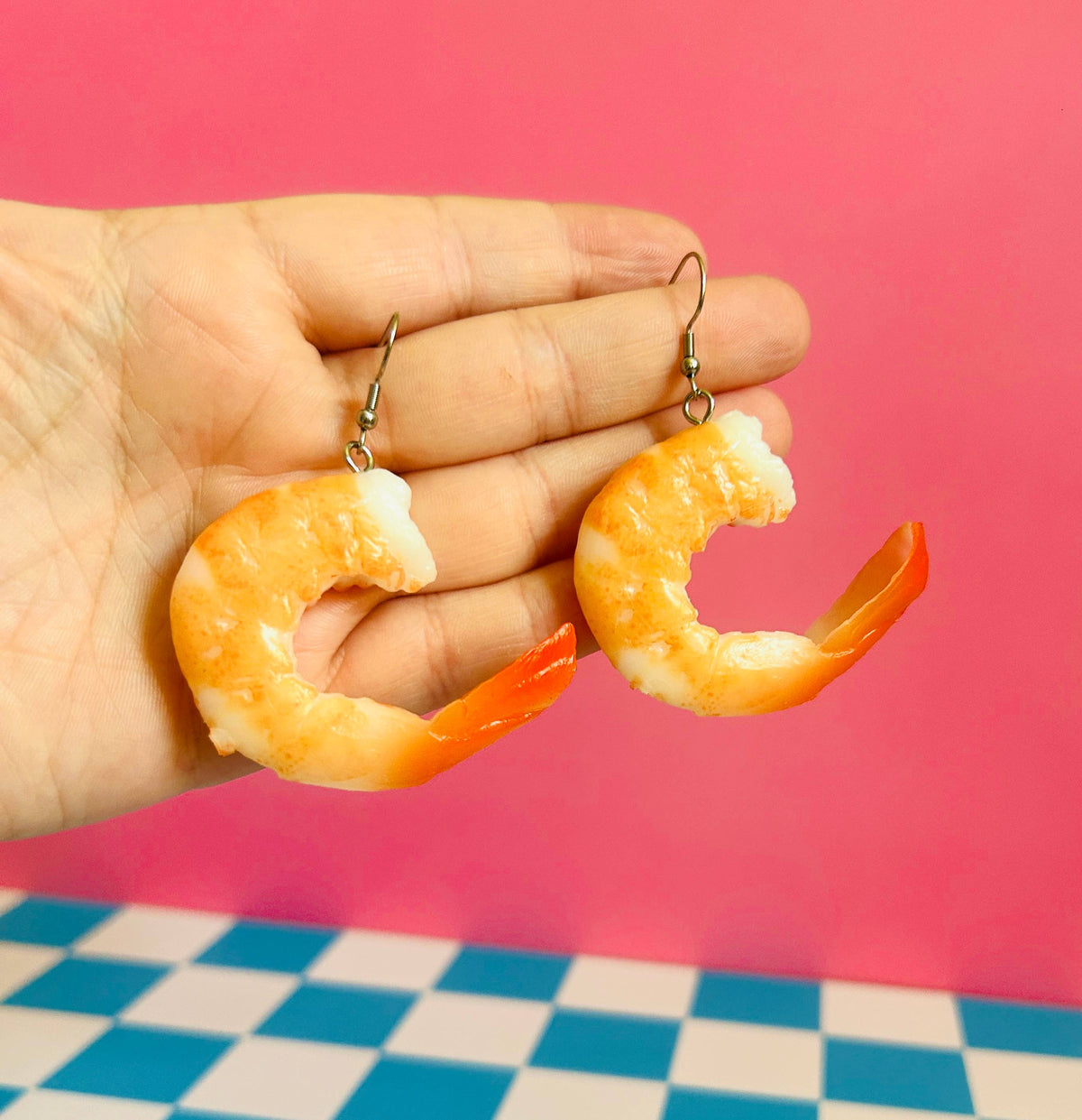 Large Shrimp Earrings Fun Earrings Food Earrings