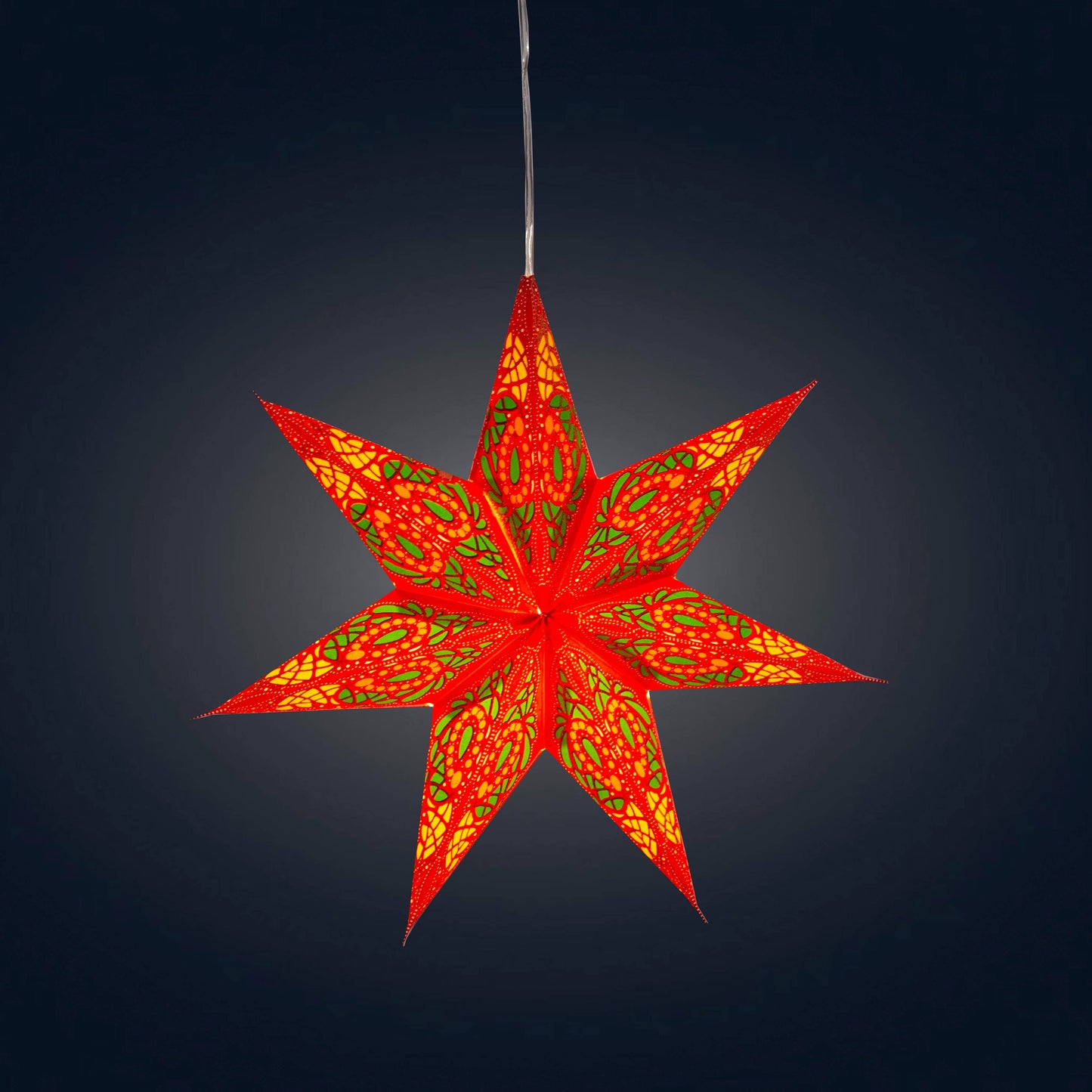 Fe Fiesta 7 Pointer 8 inch - red / yellow / orange / green Paper Star Lantern Light