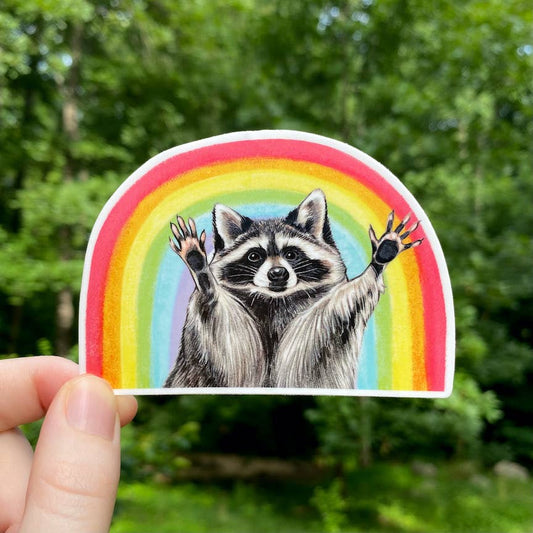 Rainbow Raccoon Weatherproof Vinyl Sticker