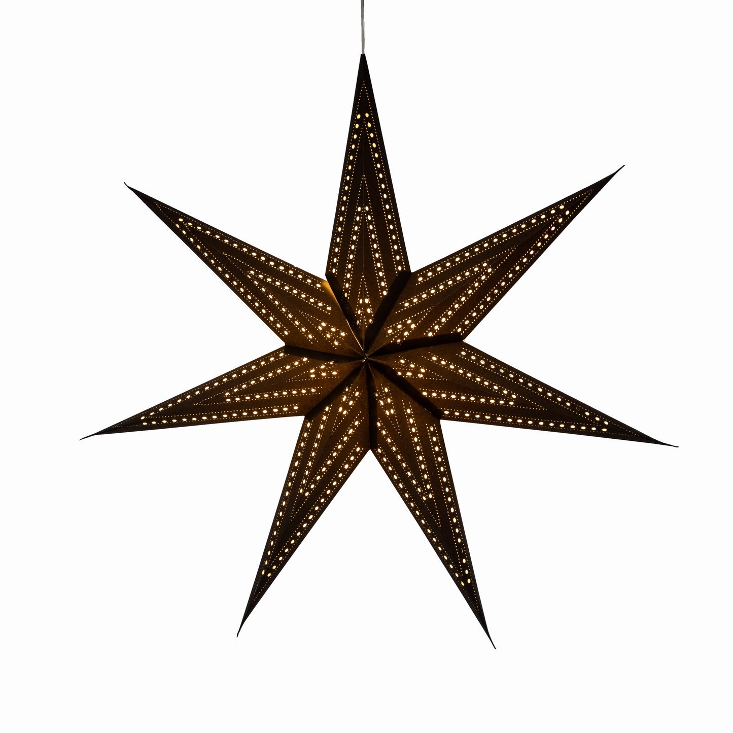 Prima Dottie ~  7 P, 23", Black Paper Star Lantern Light