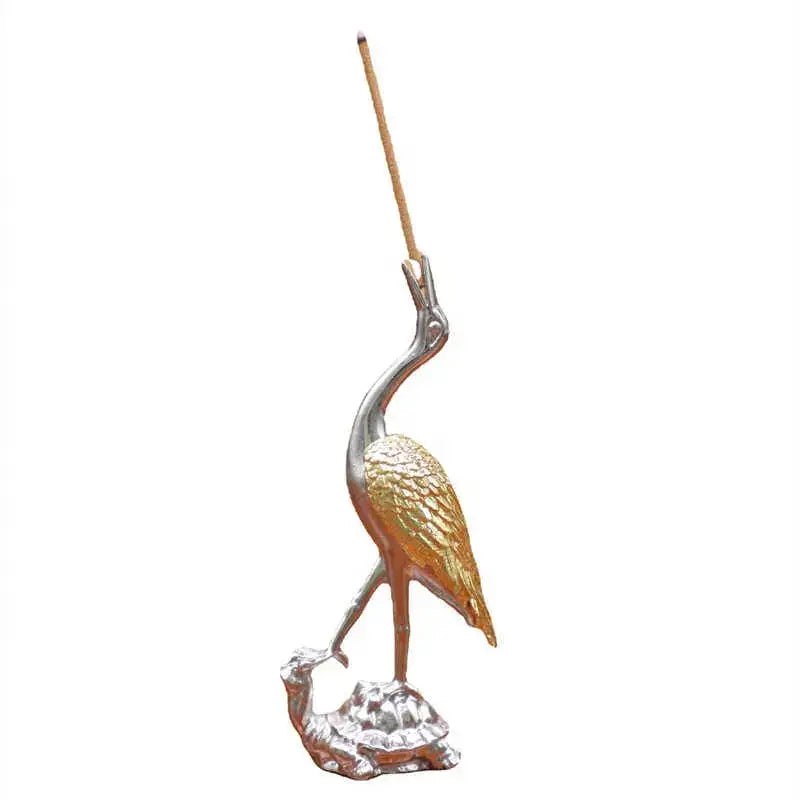 Phoenix Crane Incense Holder – Mini Golden Decor, 2.6''